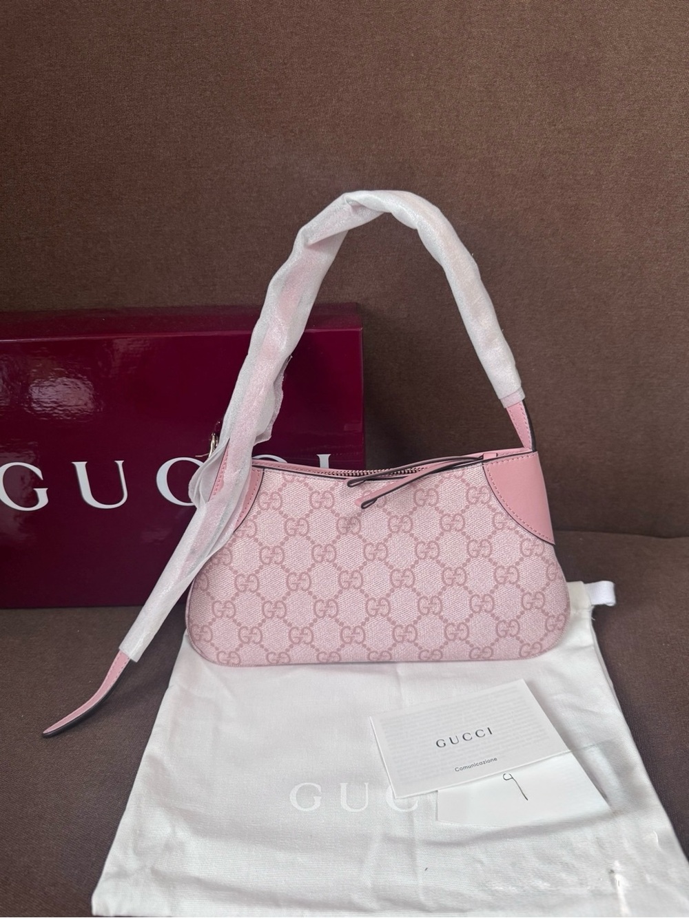 New! Gucci Light Pink Monogram Shoulder Bag